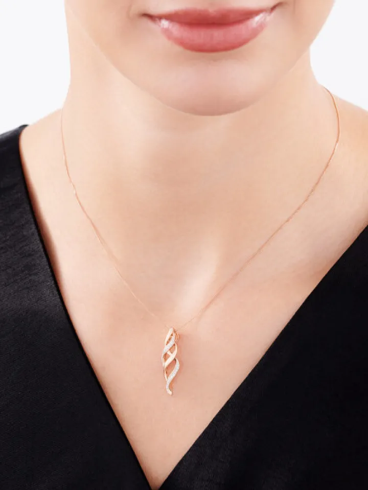 Zawieszka z różowego złota z diamentami - 0,07 ct - próba 585