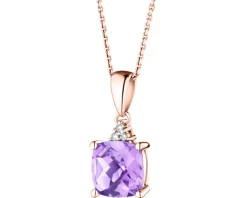 Zawieszka z różowego złota z diamentami i ametystem - próba 375