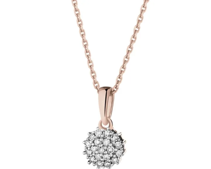 Zawieszka z różowego złota z diamentami - 0,05 ct - próba 585