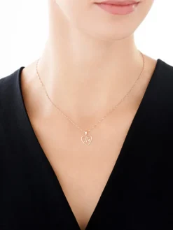 Zawieszka z różowego złota z diamentem - litera M, serce - 0,005 ct - próba 375