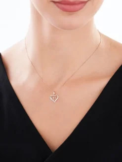 Zawieszka z różowego złota z diamentem – serca - 0,002 ct - próba 585