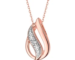 Zawieszka z różowego złota z diamentem - 0,006 ct - próba 375