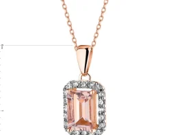 Zawieszka z różowego złota z diamentami i morganitem - próba 585