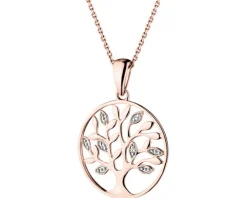 Zawieszka z różowego złota z diamentami - drzewko - 0,01 ct - próba 375