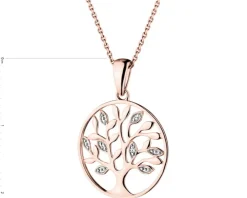 Zawieszka z różowego złota z diamentami - drzewko - 0,01 ct - próba 375