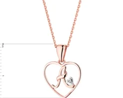 Zawieszka z różowego złota z diamentem - litera A, serce - 0,005 ct - próba 375