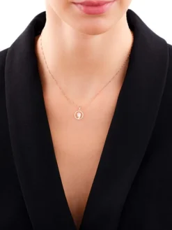 Zawieszka z różowego złota z diamentami - medalik Matka Boska - 0,006 ct - próba 375