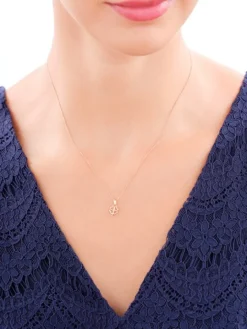 Zawieszka z różowego złota z diamentem – serca, koniczyna - 0,003 ct - próba 375