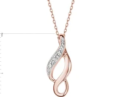 Zawieszka z różowego złota z diamentem - 0,005 ct - próba 375