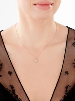 Zawieszka z różowego złota z diamentem - litera L, serce - 0,005 ct - próba 375