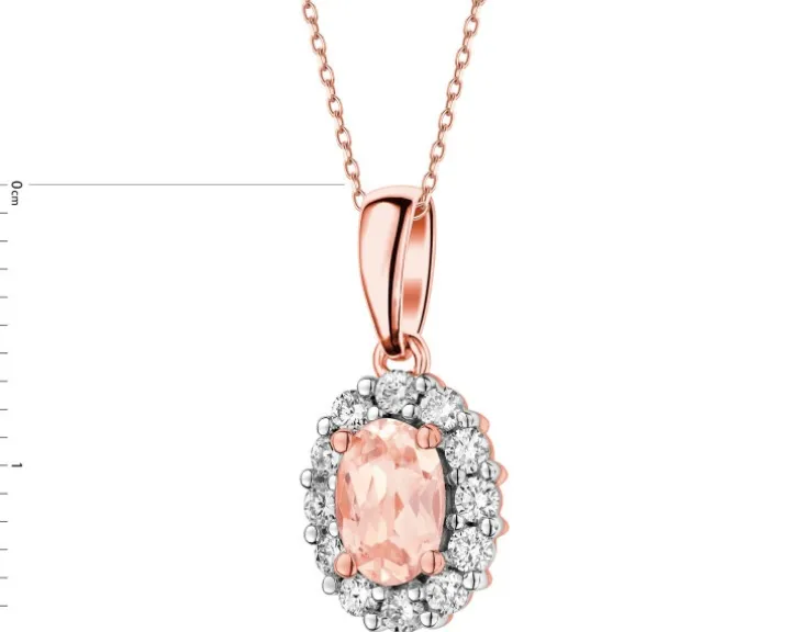 Zawieszka z różowego złota z brylantami i morganitem - próba 585