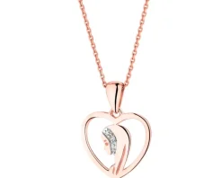 Zawieszka z różowego złota z diamentami - medalik Matka Boska, serce - 0,006 ct - próba 375