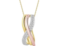 Zawieszka z żółtego, białego i różowego złota z diamentami - 0,15 ct - próba 585