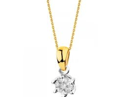 Zawieszka z żółtego i białego złota z brylantami - 0,06 ct - próba 585