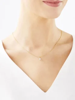 Zawieszka z żółtego i białego złota z brylantami - 0,06 ct - próba 585