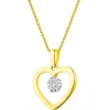 Zawieszka z żółtego i białego złota z brylantami - serce - 0,06 ct - próba 585