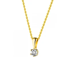 Zawieszka z żółtego i białego złota z brylantem - 0,02 ct - próba 585