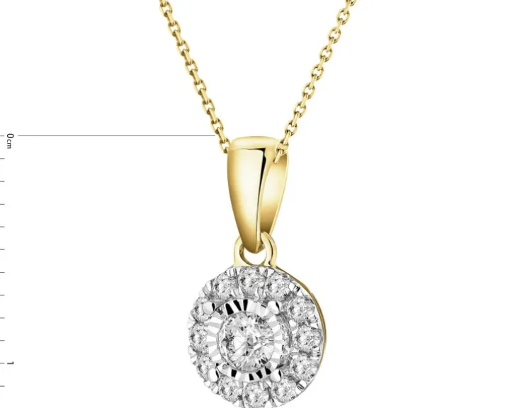 Zawieszka z żółtego i białego złota z diamentami - 0,15 ct - próba 585