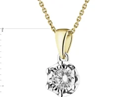 Zawieszka z żółtego i białego złota z brylantem - 0,18 ct - próba 585