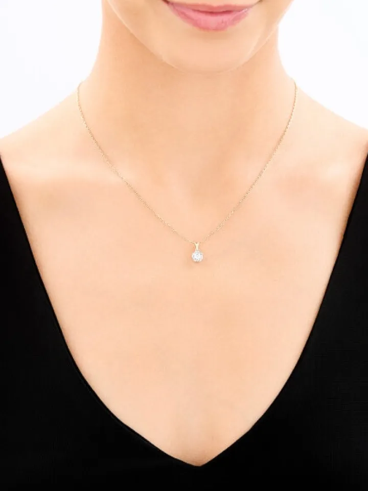 Zawieszka z żółtego i białego złota z brylantem - 0,18 ct - próba 585