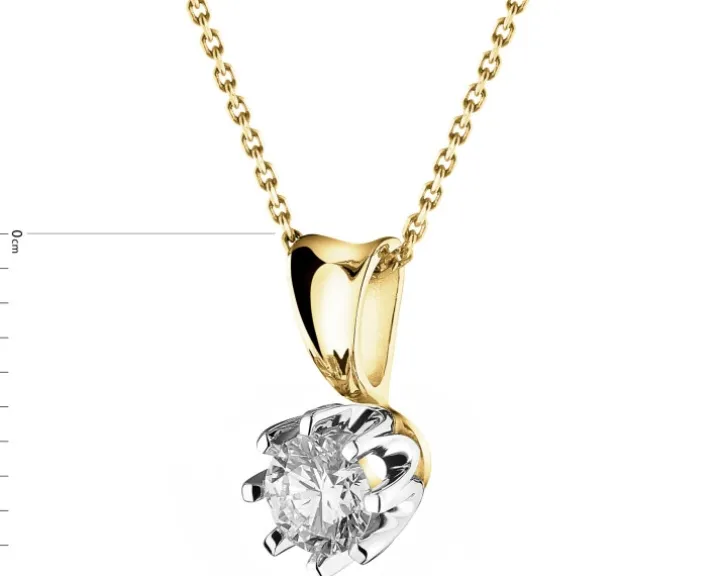 Zawieszka z żółtego i białego złota z brylantem - SI2/H - 0,34 ct - próba 585