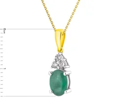 Zawieszka z żółtego i białego złota z brylantami i szmaragdem - próba 585