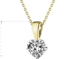 Zawieszka z żółtego i białego złota z brylantem - serce - 0,23 ct - próba 585