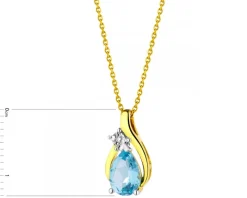 Zawieszka z żółtego i białego złota z diamentem i topazem - próba 375