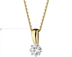 Zawieszka z żółtego i białego złota z brylantem - 0,20 ct - próba 585