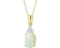 Zawieszka z żółtego złota z brylantami i opalem - próba 585