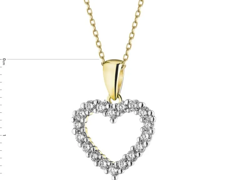 Zawieszka z żółtego złota z brylantami laboratoryjnymi - serce - 0,25 ct - próba 585