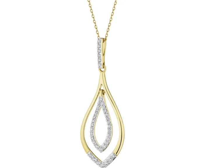 Zawieszka z żółtego złota z brylantami - 0,25 ct - próba 585