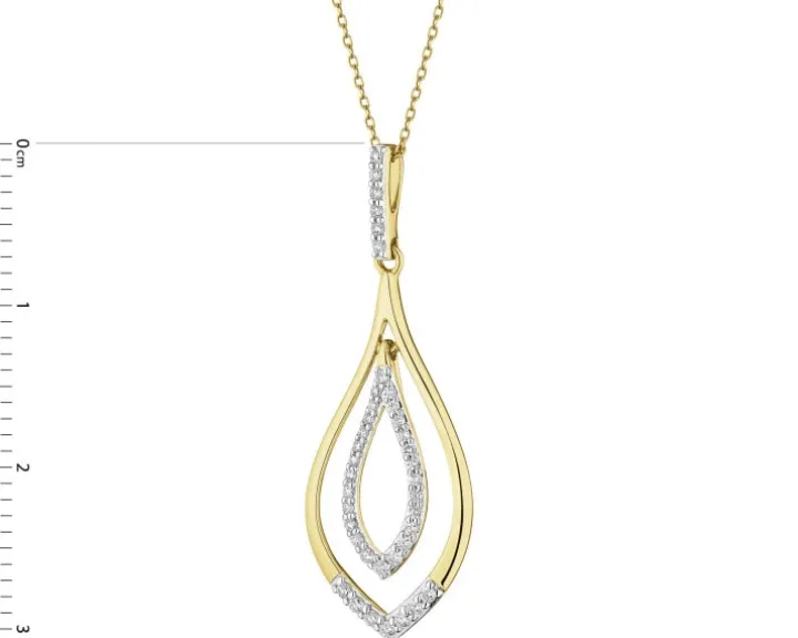 Zawieszka z żółtego złota z brylantami - 0,25 ct - próba 585