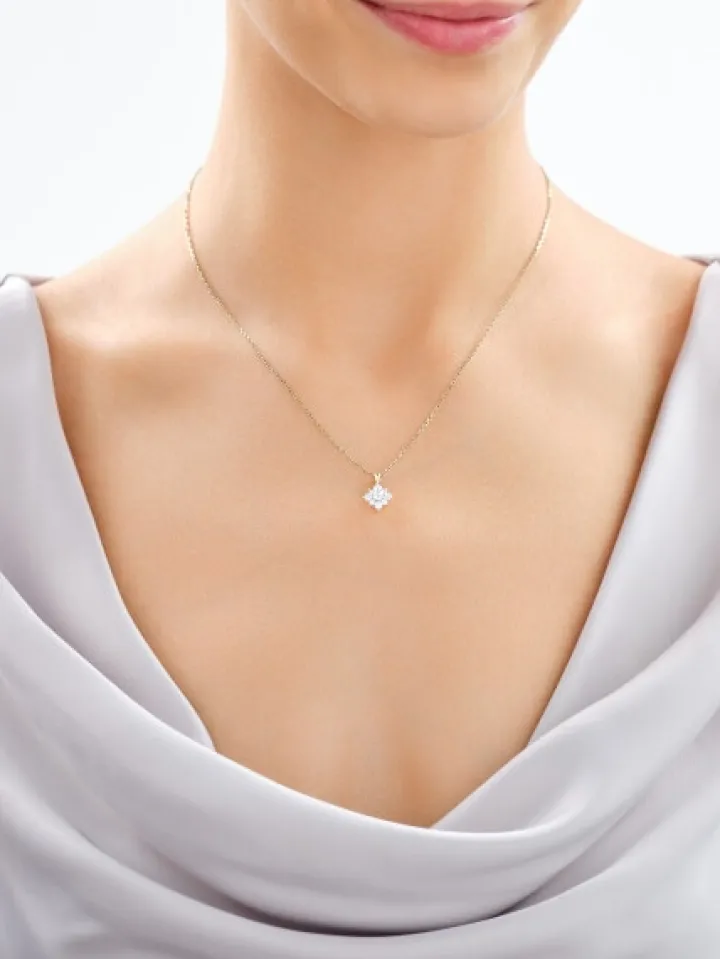 Zawieszka z żółtego złota z brylantami laboratoryjnymi - 0,50 ct - próba 585