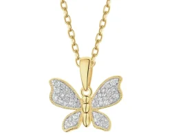 Zawieszka z żółtego złota z brylantami - motyl - 0,12 ct - próba 585