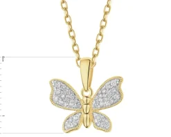 Zawieszka z żółtego złota z brylantami - motyl - 0,12 ct - próba 585