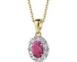 Zawieszka z żółtego złota z brylantami i rubinem - próba 585