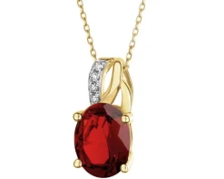 Zawieszka z żółtego złota z brylantami i granatem - próba 585