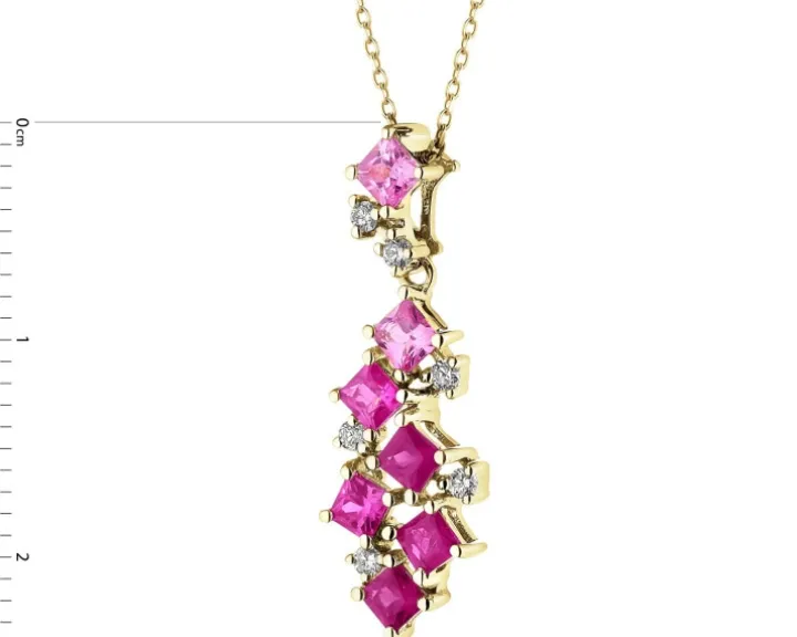 Zawieszka z żółtego złota z brylantami i kamieniami szlachetnymi - próba 585