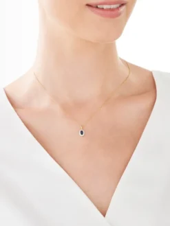 Zawieszka z żółtego złota z brylantami i szafirem - próba 585