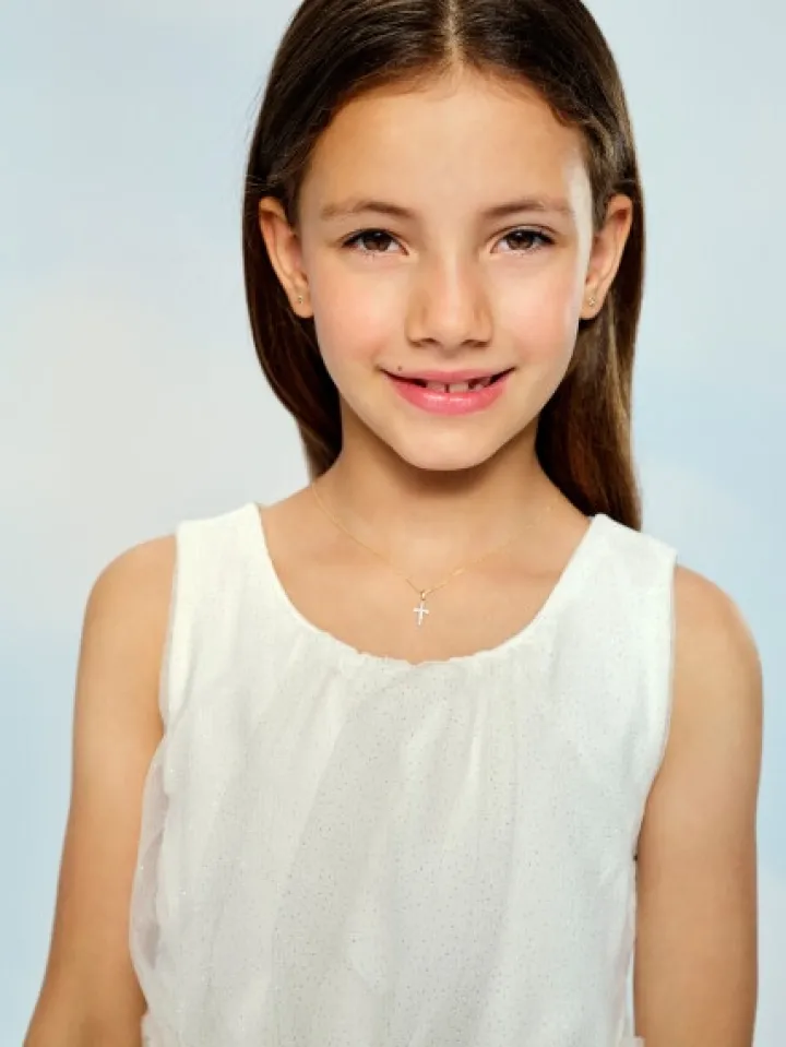 Zawieszka z żółtego złota z brylantami - krzyż - 0,10 ct - próba 585