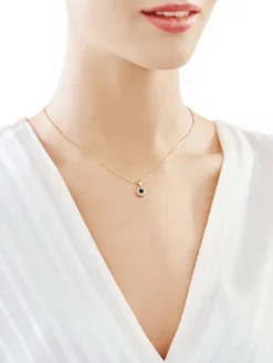 Zawieszka z żółtego złota z brylantami i szafirem - próba 585