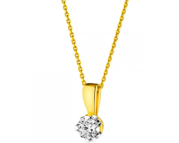 Zawieszka z żółtego złota z brylantem - 0,18 ct - próba 750