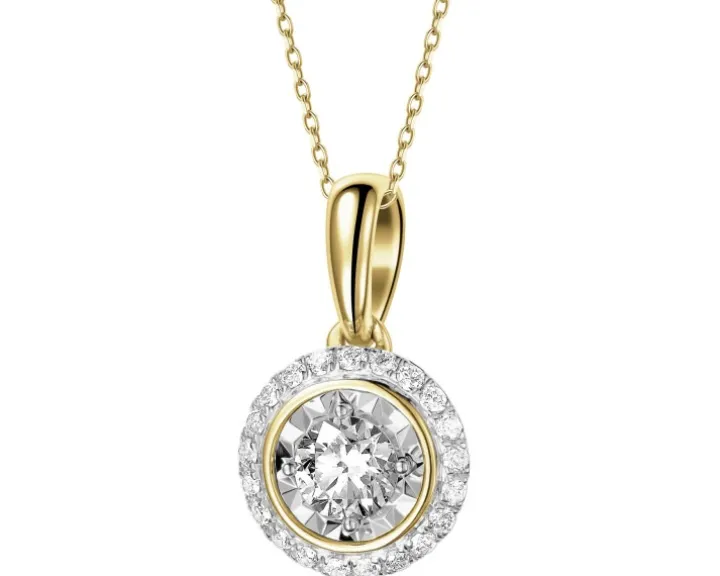 Zawieszka z żółtego złota z brylantami - serce - 0,21 ct - próba 585