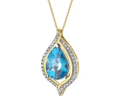 Zawieszka z żółtego złota z brylantami i topazem - próba 585