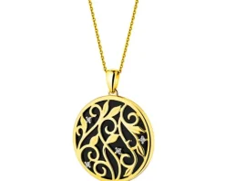 Zawieszka z żółtego złota z brylantami i onyksem - próba 585