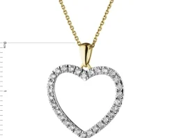 Zawieszka z żółtego złota z brylantami - serce - 0,33 ct - próba 585