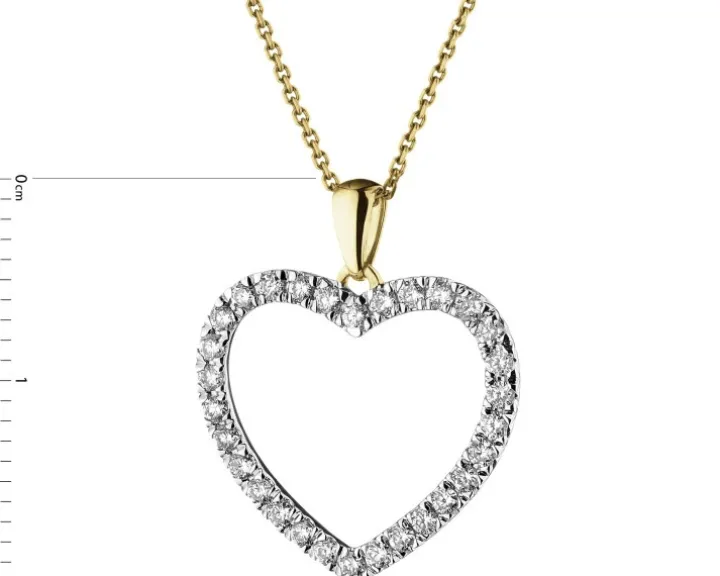 Zawieszka z żółtego złota z brylantami - serce - 0,33 ct - próba 585
