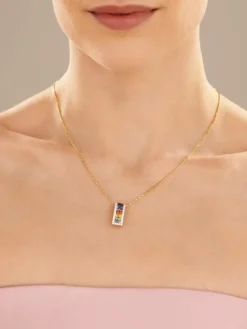 Zawieszka z żółtego złota z brylantami i szafirami kolorowymi - próba 585