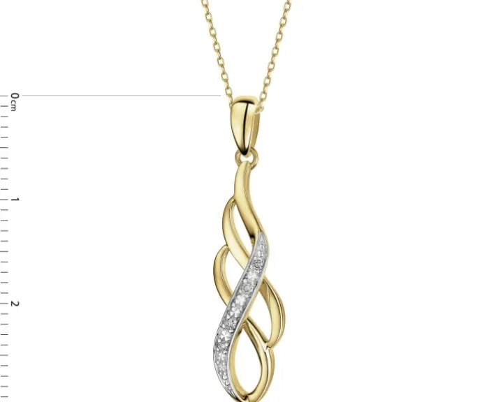 Zawieszka z żółtego złota z brylantami - 0,02 ct - próba 585